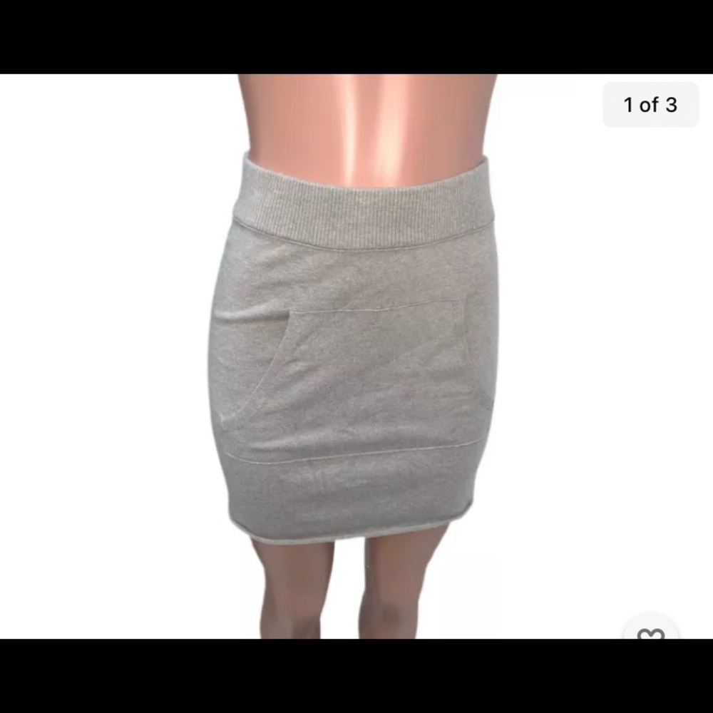 Basic Gray Lounge Knit Mini Skirt With Kangaroo Pouch Silk Blend S Gently Worn